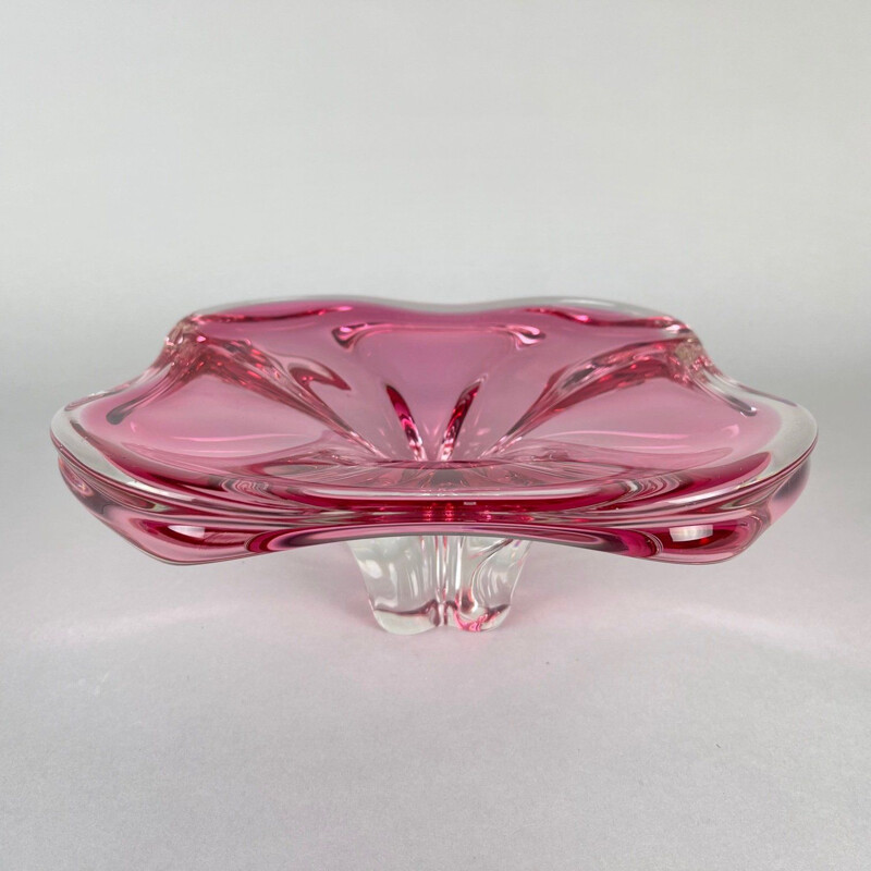 Vintage glass bowl by Josef Hospodka for Chribska Glassworks, Czechoslovakia 1960