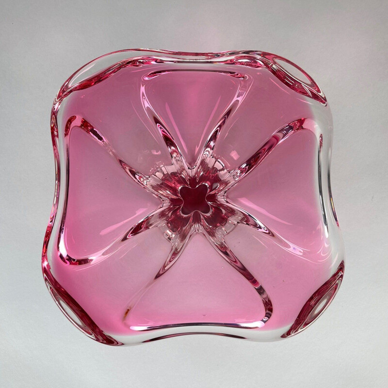 Vintage glass bowl by Josef Hospodka for Chribska Glassworks, Czechoslovakia 1960