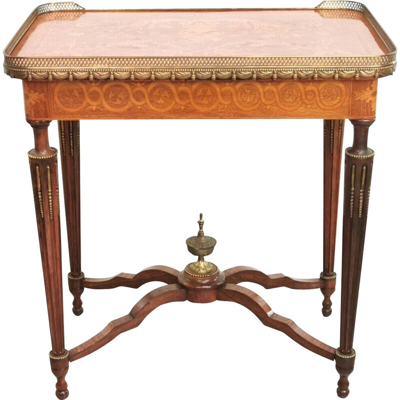 Kingwood and marquetry vintage side table, France