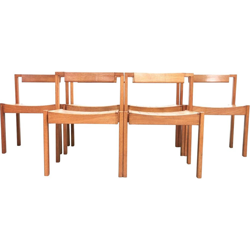 Set of 6 vintage oak cathedral chairs by Gordon Russell for Dick Russell, 1960