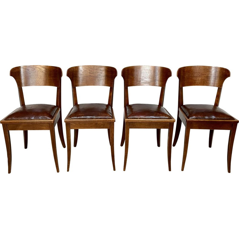 Set of 4 vintage German dining chairs by Richard Riemerschmid for Deutsche Werkstätten Hellerau, 1930s