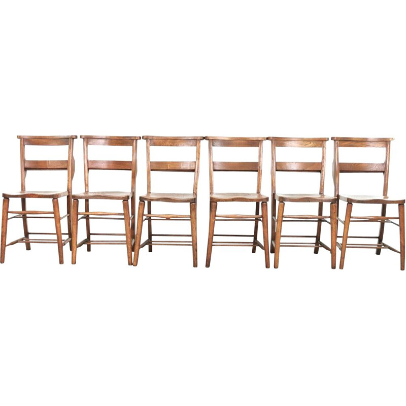 Set of 6 vintage elmwood Chapel chairs