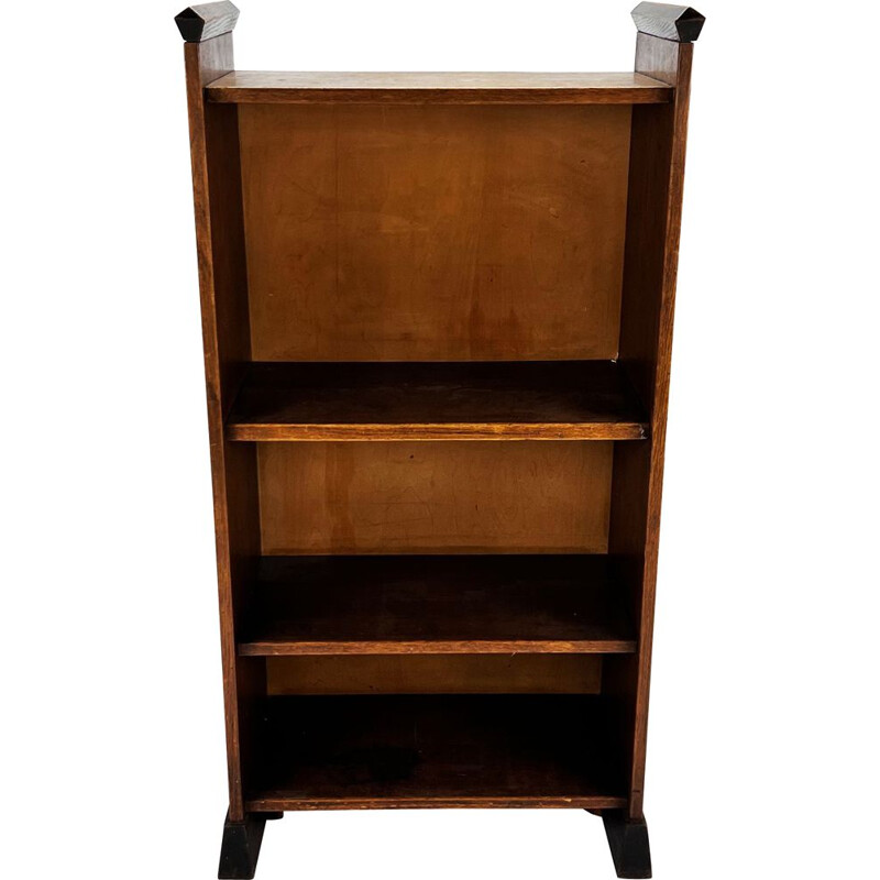 Vintage art deco bookcase in solid wood, 1920