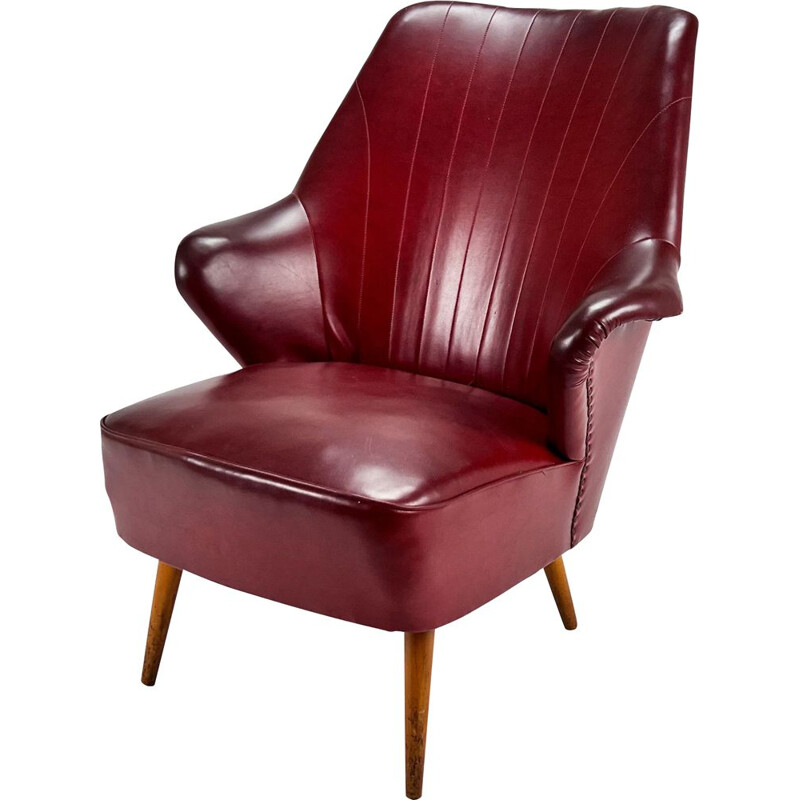 Vintage skai leather armchair, 1950s