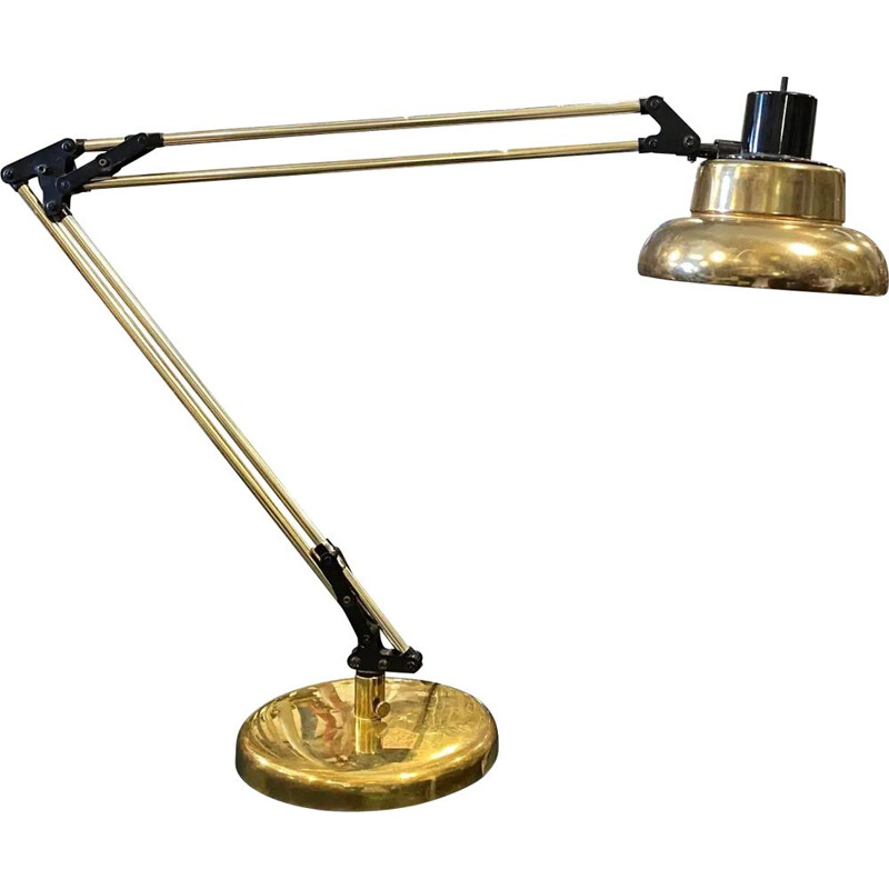 Mid century Italian brass desk lamp by Sergio Bernardi for Luce e Dimensioni, 1980s