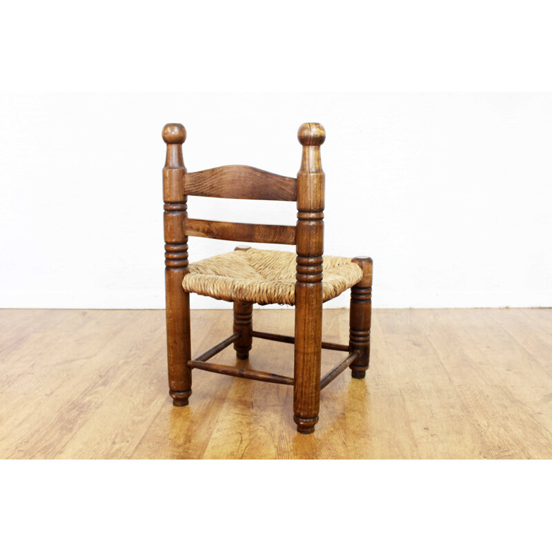 Cadeira de faia e palha Vintage de Charles Dudouyt, 1930