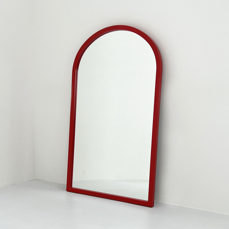 Espejo vintage con marco rojo modelo 4727 de Anna Castelli Ferrieri para Kartell, 1980