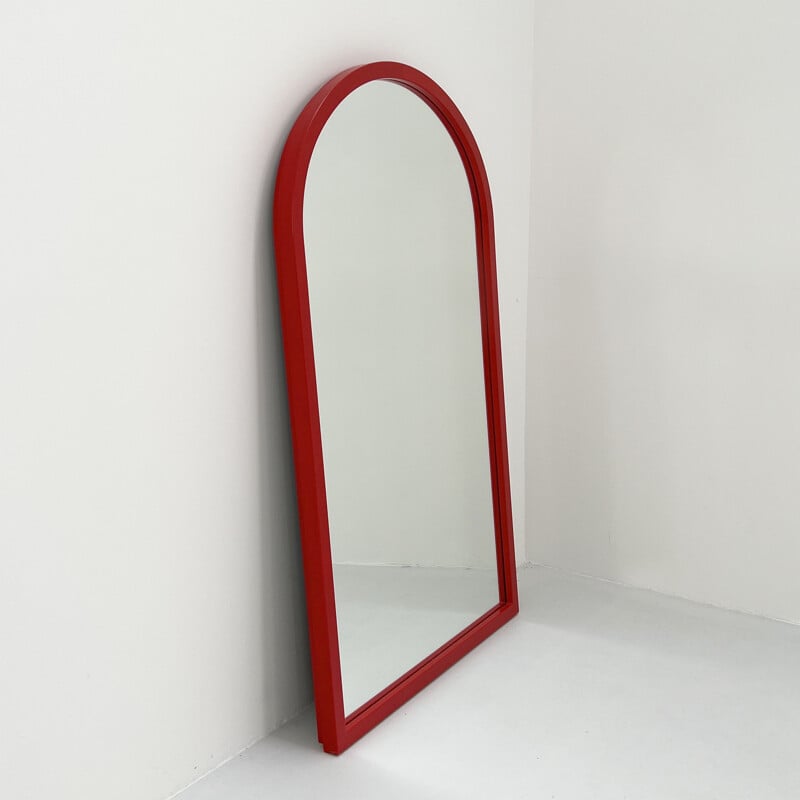 Modelo 4727 de Anna Castelli Ferrieri para Kartell, 1980, Vintage red frame mirror modelo 4727