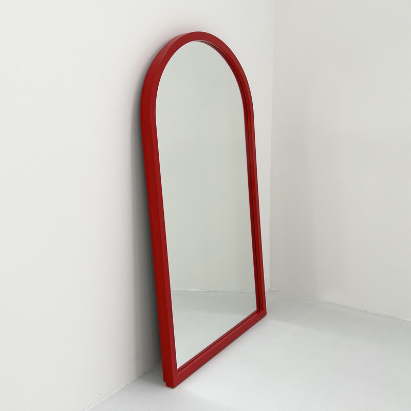 Vintage red frame mirror model 4727 by Anna Castelli Ferrieri for Kartell, 1980