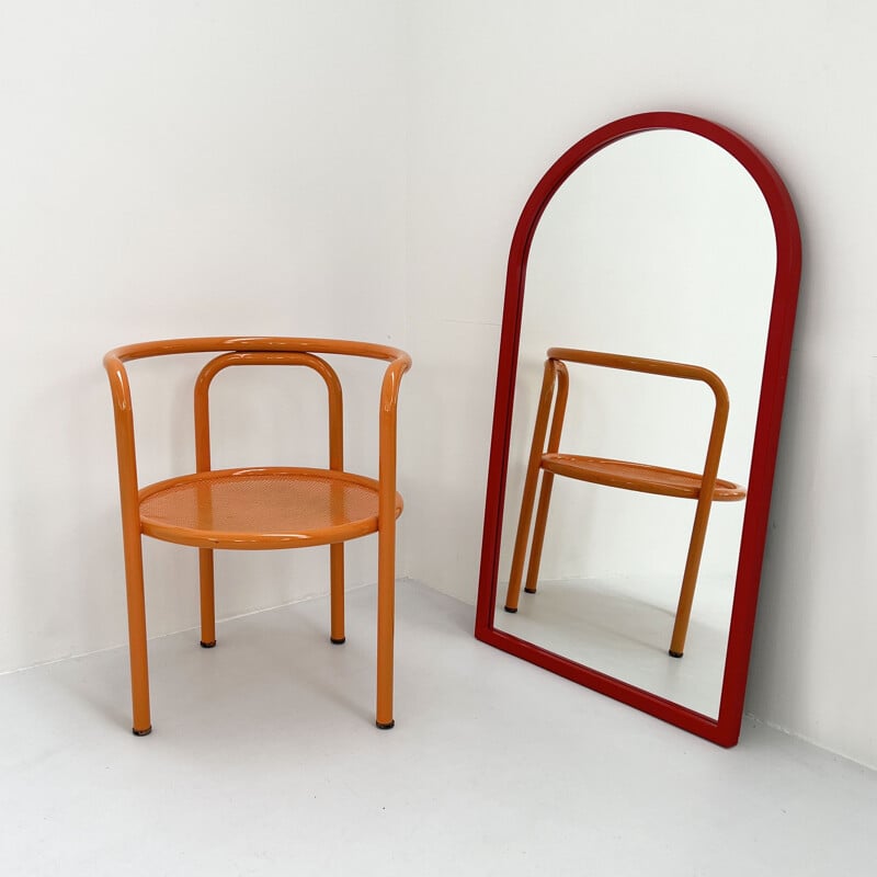 Specchio vintage con cornice rossa modello 4727 di Anna Castelli Ferrieri per Kartell, 1980