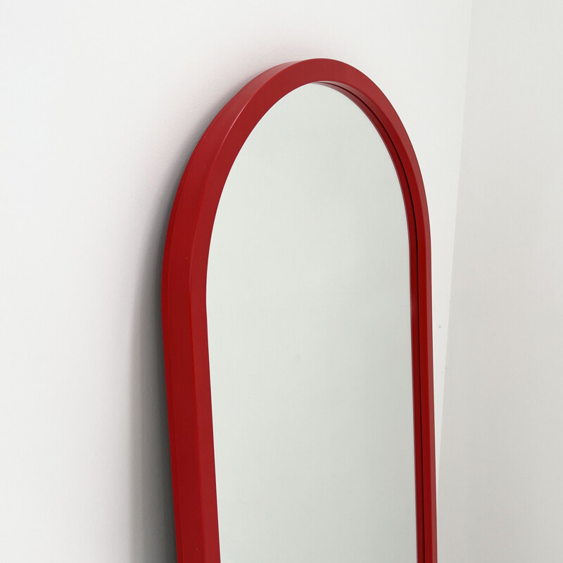 Modelo 4727 de Anna Castelli Ferrieri para Kartell, 1980, Vintage red frame mirror modelo 4727