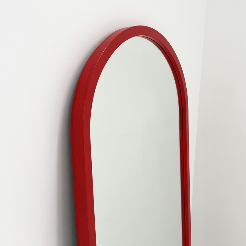 Specchio vintage con cornice rossa modello 4727 di Anna Castelli Ferrieri per Kartell, 1980