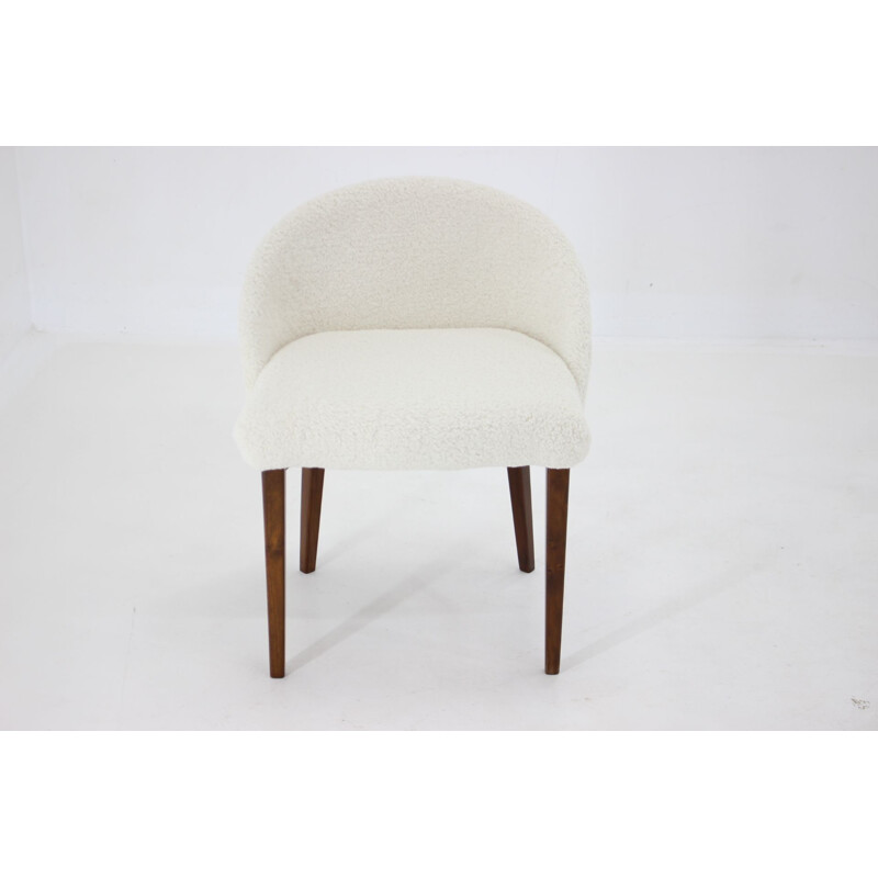 Vintage chair in beech wood and sheepskin fabric, Denmark 1960
