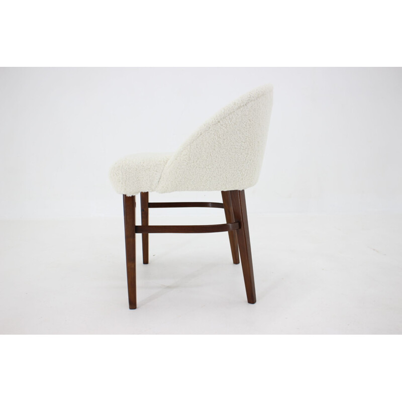 Vintage chair in beech wood and sheepskin fabric, Denmark 1960