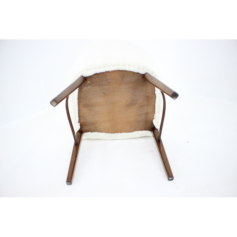 Vintage chair in beech wood and sheepskin fabric, Denmark 1960