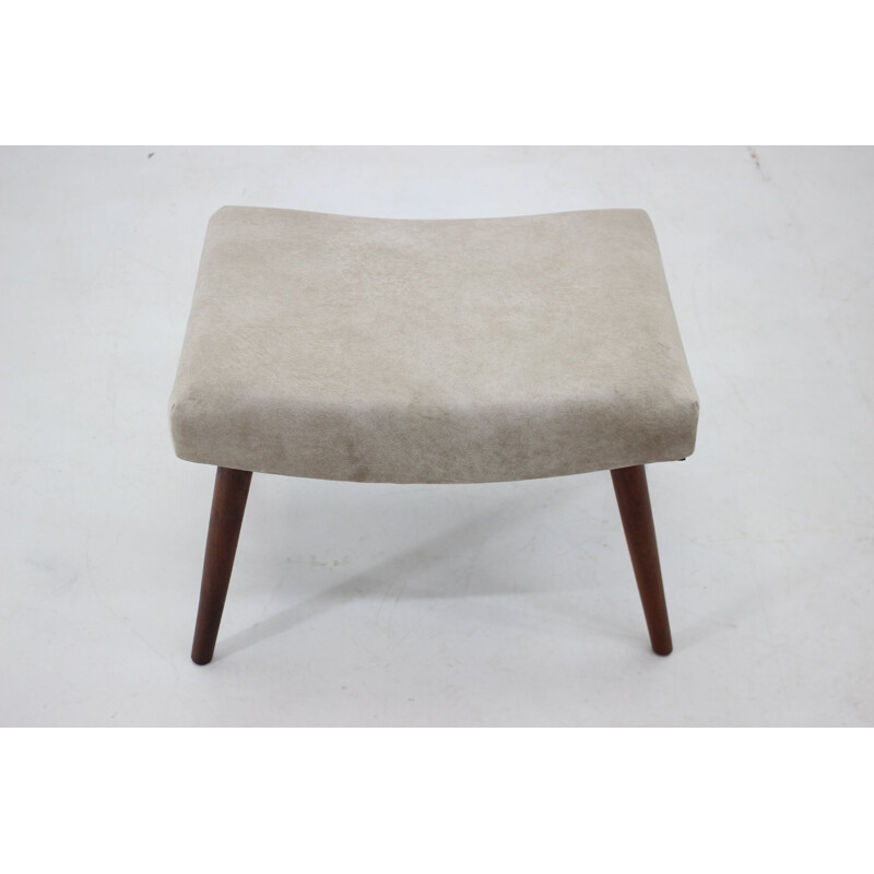 Vintage-Hocker aus Teakholz und Samt, Dänemark 1960