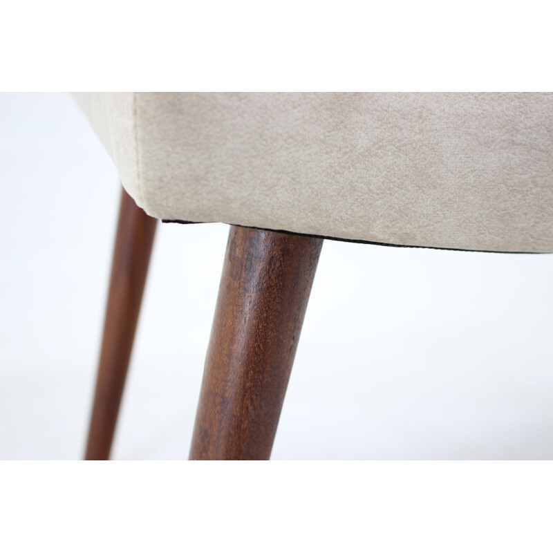 Vintage teak and velvet stool, Denmark 1960