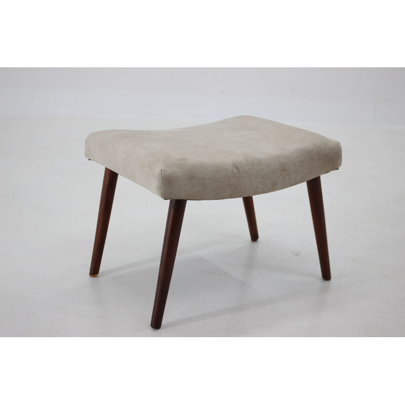 Vintage-Hocker aus Teakholz und Samt, Dänemark 1960