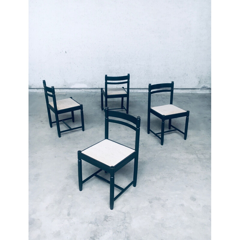 Set of 4 vintage Mcm Italian dining chairs, 1960-1970s