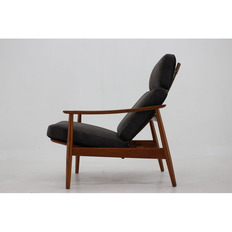 Vintage recliner armchair and ottoman Fd-164 by Arne Vodder for France and Son, Denmark 1960