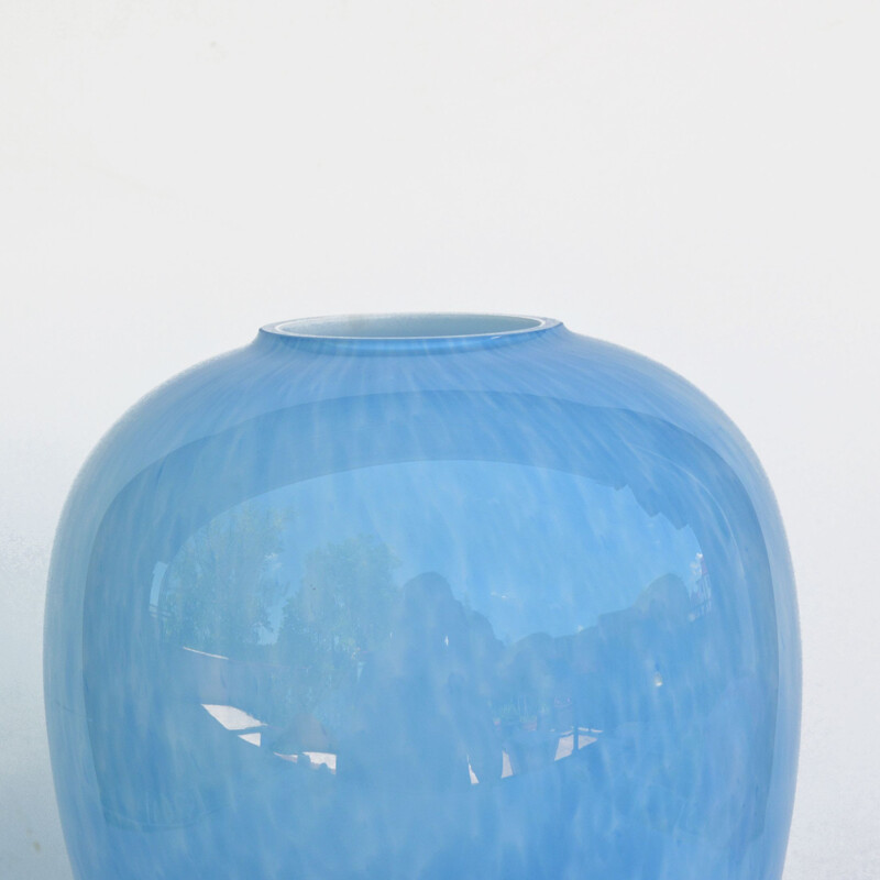 Vase bleu vintage par Sklo Union Prachen, Tchécoslovaquie 1970
