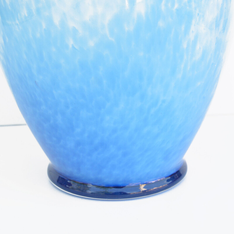 Vintage blue vase by Sklo Union Prachen, Czechoslovakia 1970
