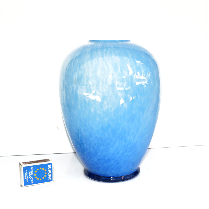 Blaue Vintage-Vase von Sklo Union Prachen, Tschechoslowakei 1970