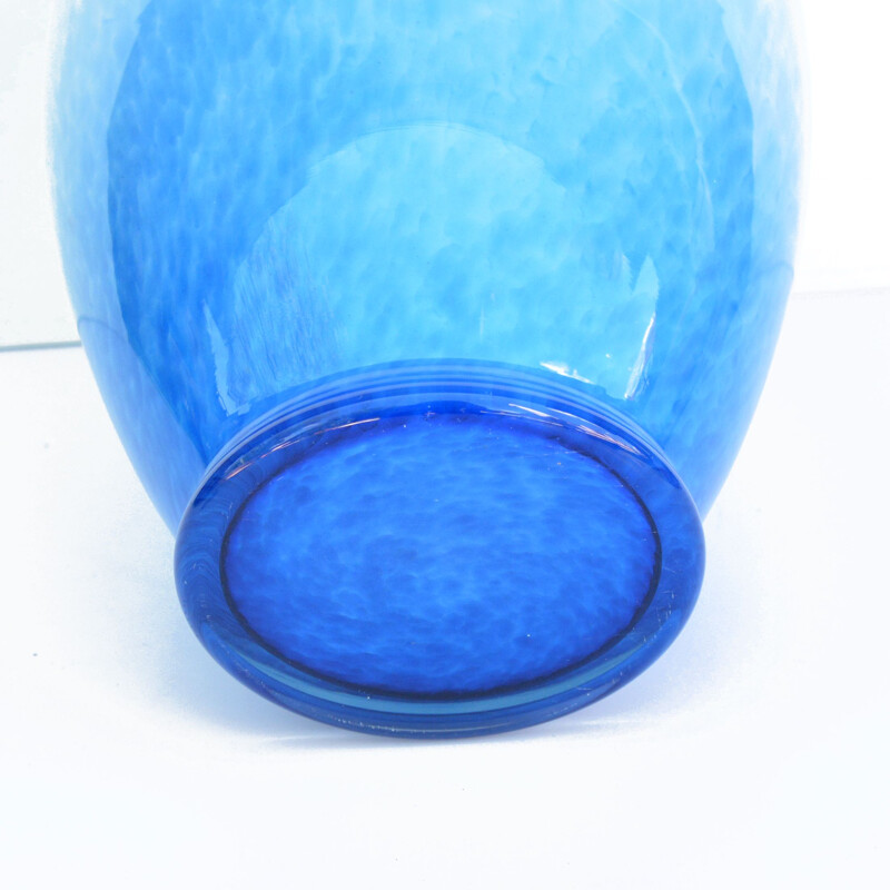 Blaue Vintage-Vase von Sklo Union Prachen, Tschechoslowakei 1970