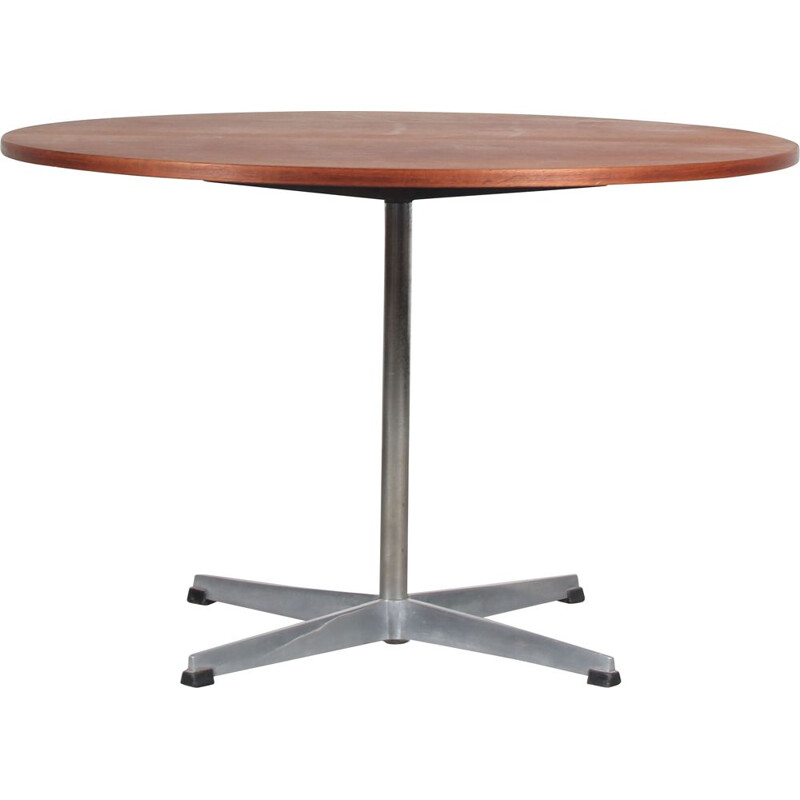 Vintage round crossbase dining table, Denmark 1960s