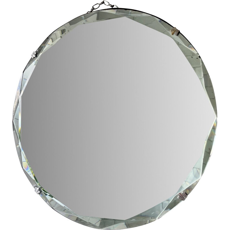 Vintage round mirror with bevelled edge
