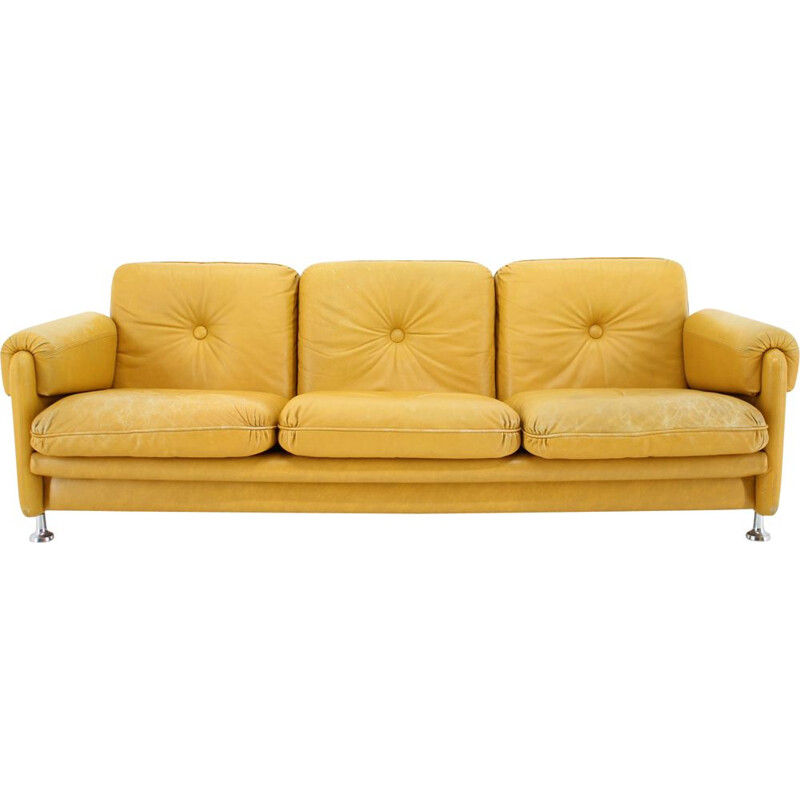 Vintage-Dreisitzersofa Myrskyla Oy in Leder, Finnland 1960