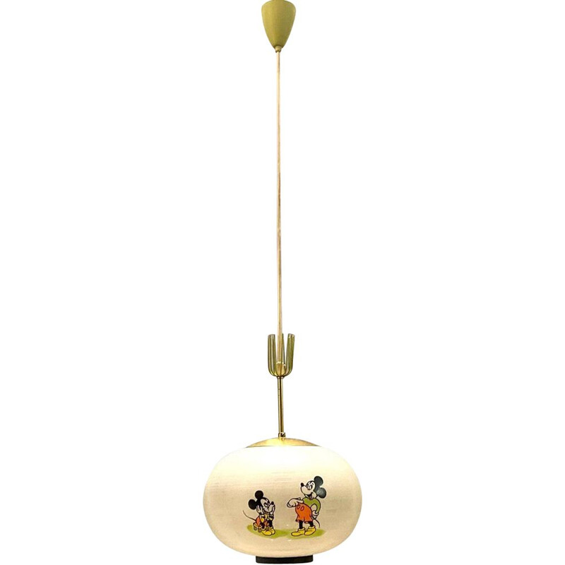 Suspension vintage en verre  Walt Disney Mickey Mouse par Doria Leuchten, 1950