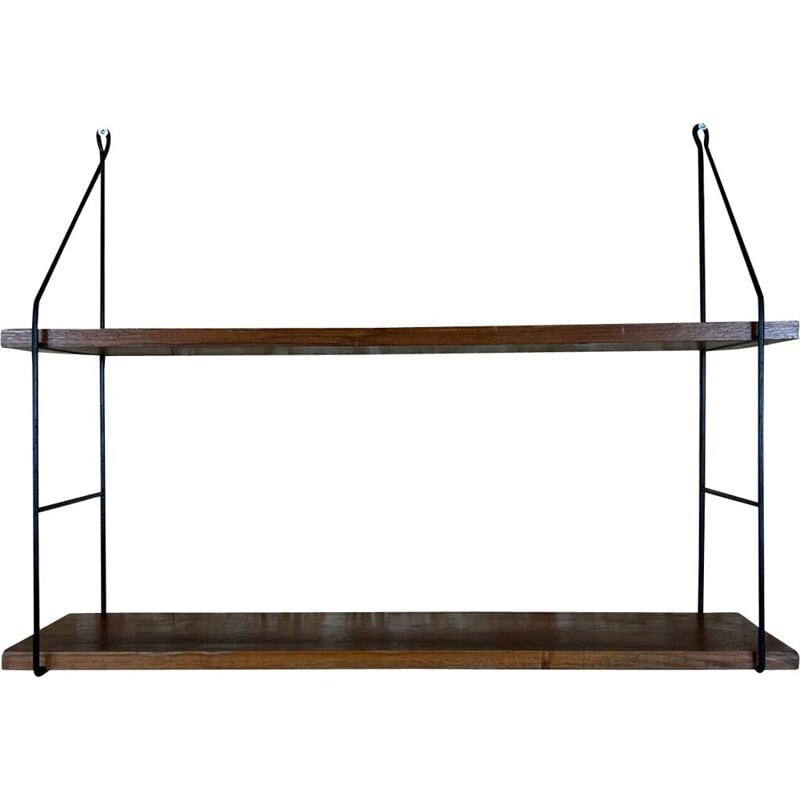 Vintage teak string wall shelf, Denmark 1960-1970s