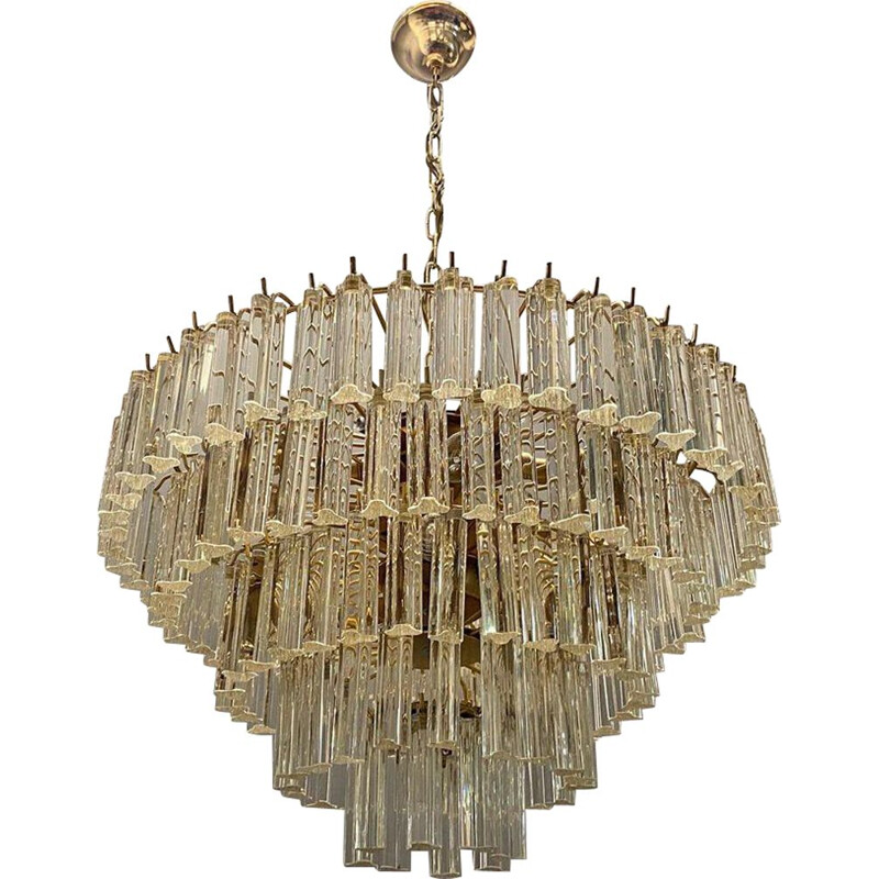 Italian vintage Murano glass Prism Triedri chandelier by Venini