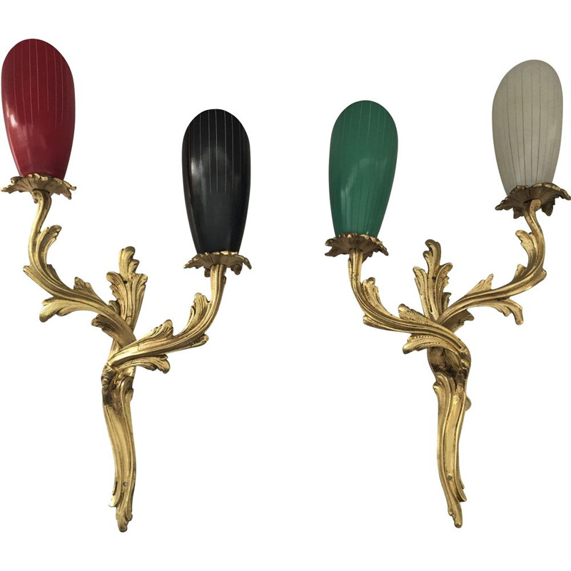 Pair of vintage gilt bronze sconces