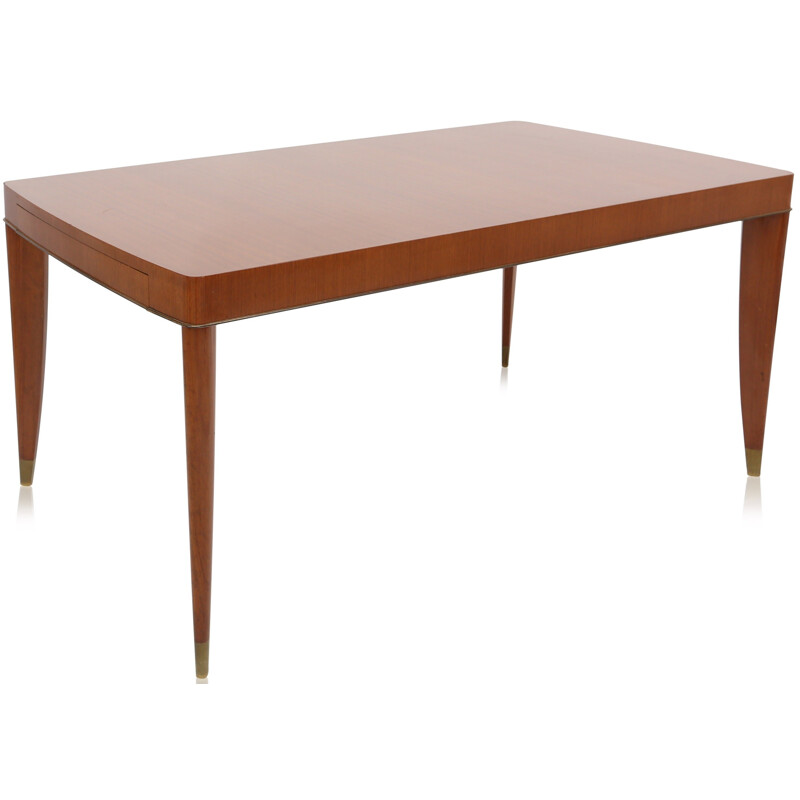 Belgian dining table in mahogany and brass, DE COENE FRERES - 1950s