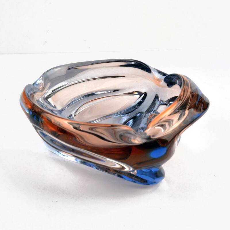 Vintage glass bowl by J. Hospodka for Chribska Sklarna, Czechoslovakia 1960