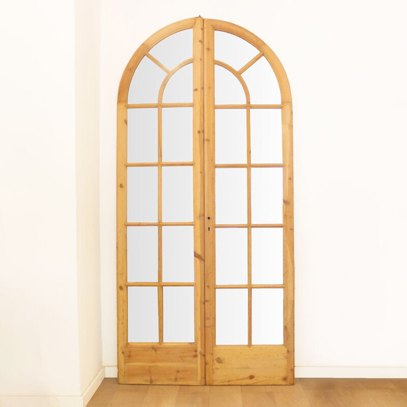 Pair of vintage French doors with mirrors