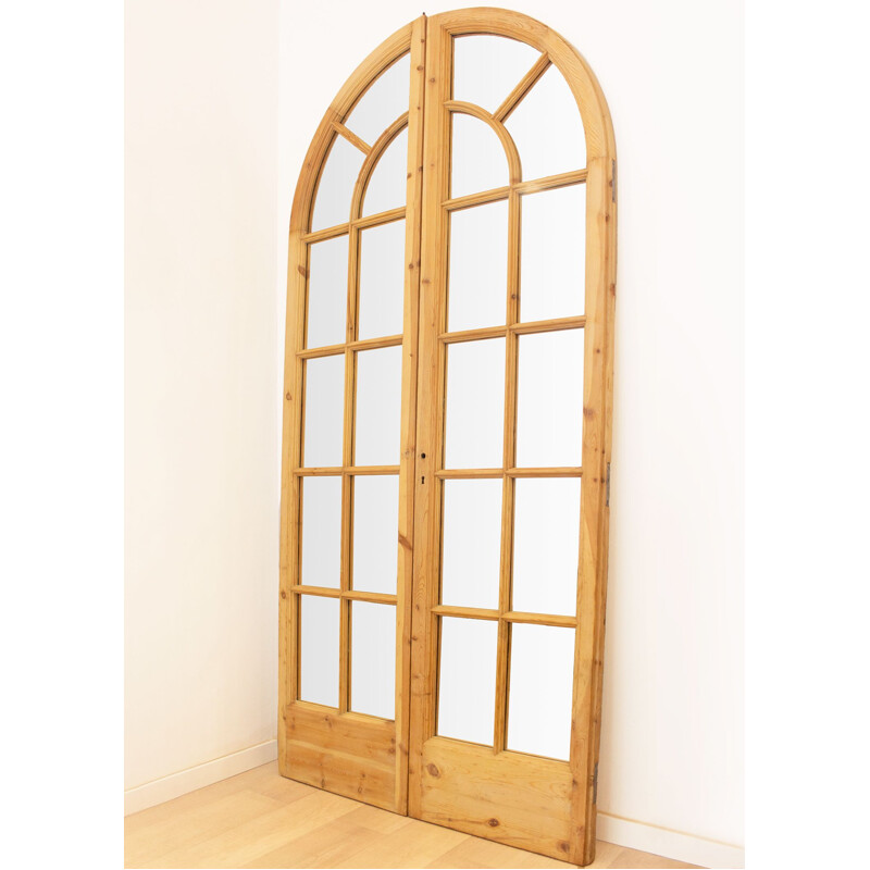 Pair of vintage French doors with mirrors