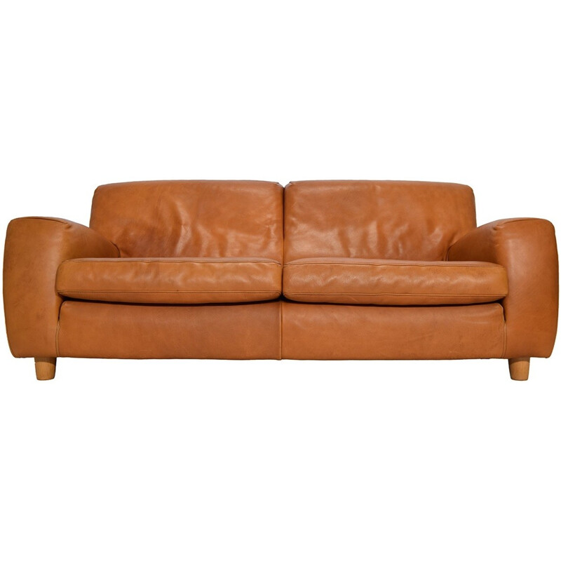 Molinari "Fatboy" 2-seater sofa in cognac leather - 1980s