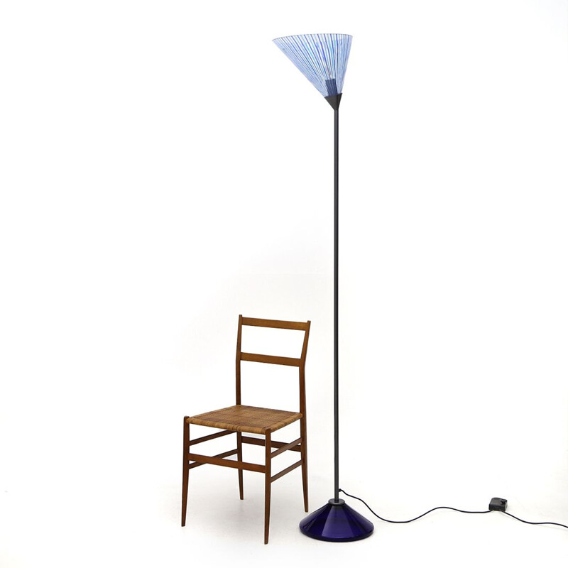 Floor lamp with glass base and diffuser by Carlo Bartoli for Antonangeli, 1980