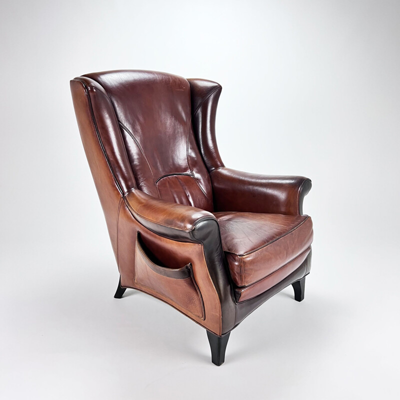 Vintage leather club chair, 1970