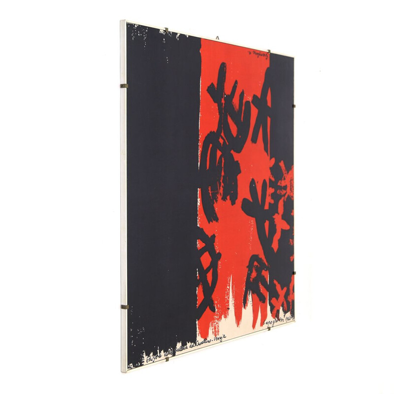 Vintage framed scarf by Giuseppe Capogrossi for the Galleria del Cavallino, 1960s