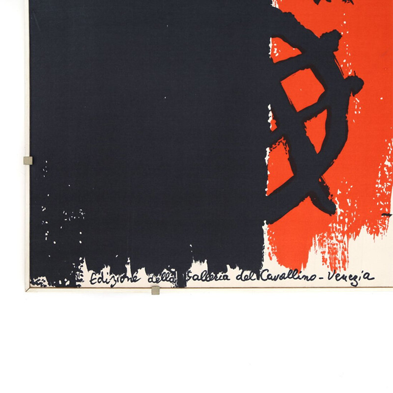 Foulard encadré vintage de Giuseppe Capogrossi pour la Galleria del Cavallino, 1960