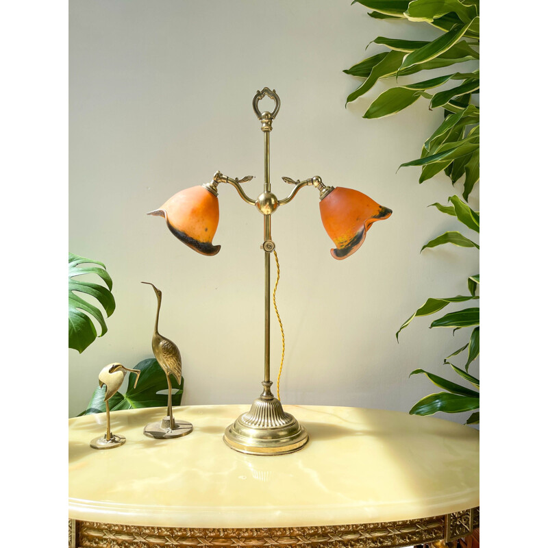 Tulpenförmige Vintage-Schreibtischlampe aus Glaspaste