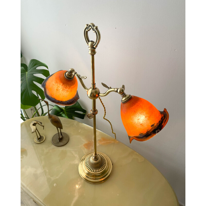 Lámpara de sobremesa de cristal vintage con forma de tulipán