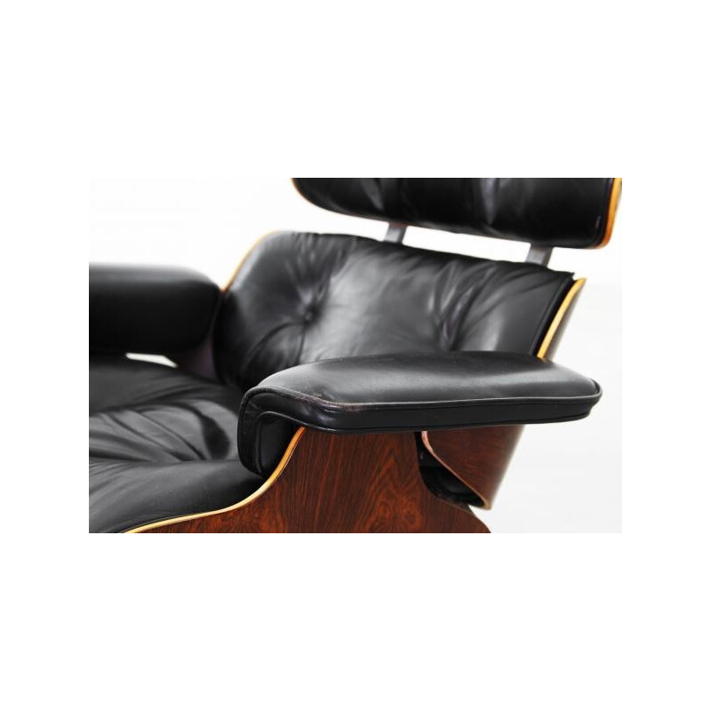 Herman Miller "Lounge Chair 670 - 671"  with its ottoman in rosewood and leather, Charles EAMES  - 1970s