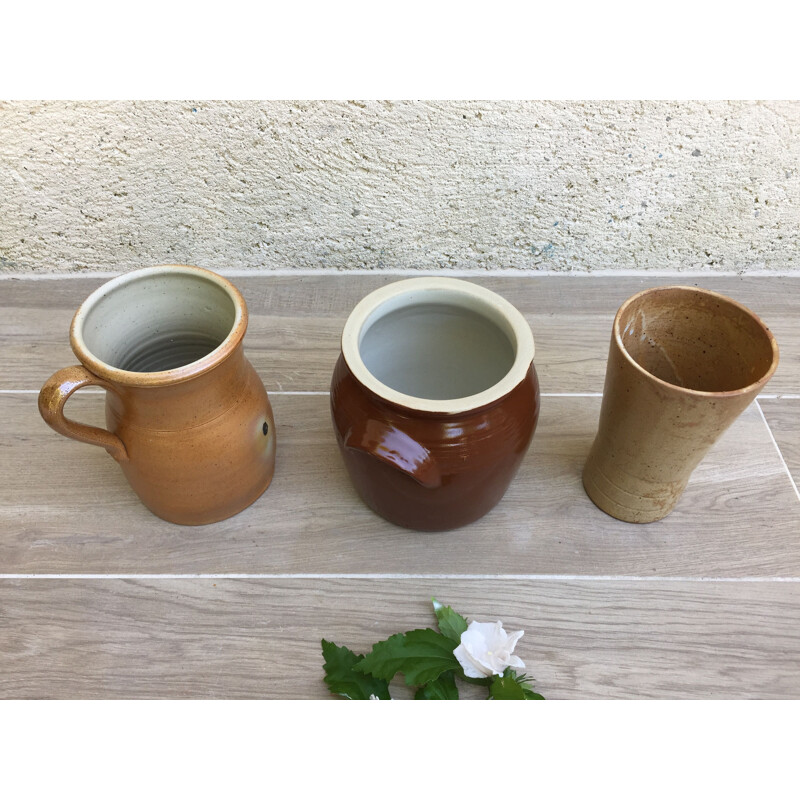 Set of 3 vintage stoneware vases