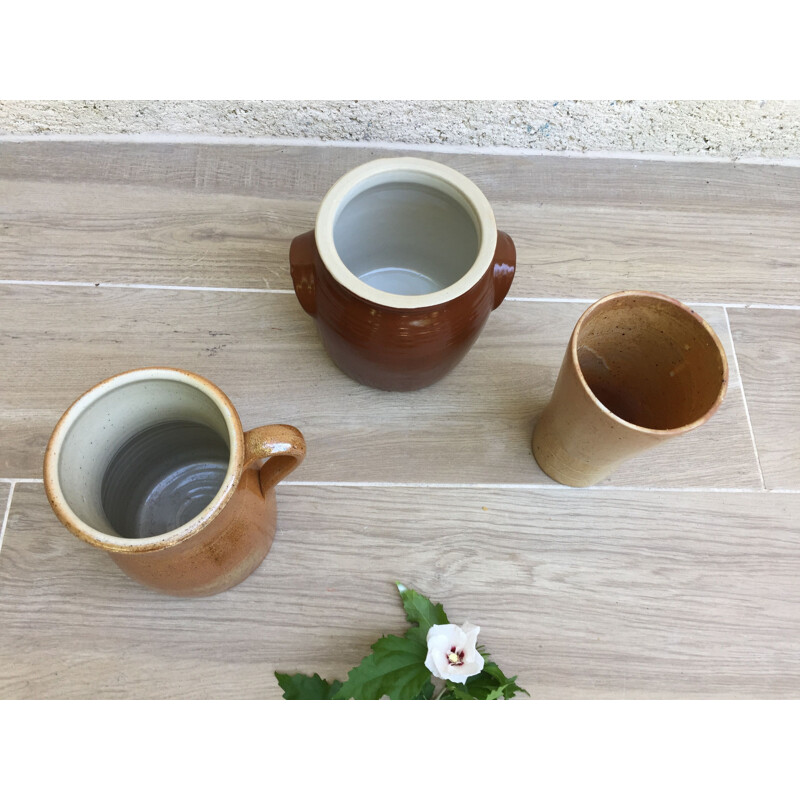 Set of 3 vintage stoneware vases