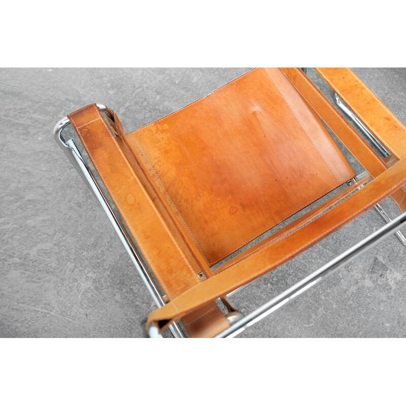 Paar vintage leren en stalen fauteuils, 1970